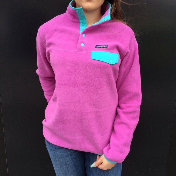 Mock Purple Patagonia Lightweight Synchilla Snap-T Fleece Pullover - Women's L - Picture 2 of 2